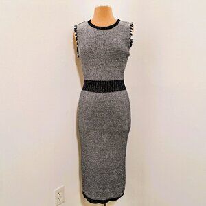 Eva Mendez Women's Midi Knit Bodycon Dress Navy/White Size L